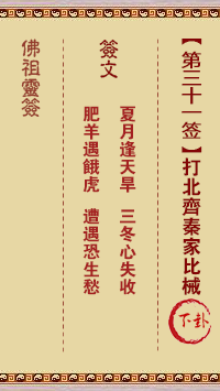 佛祖灵签 第31签:打北齐秦家比械 中下签